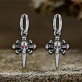 Punk Skull Nail Cross Stainless Steel Gem Earrings | Gthic.com