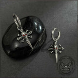 Punk Skull Nail Cross Stainless Steel Gem Earrings