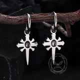 Punk Skull Nail Cross Stainless Steel Gem Earrings