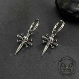 Punk Skull Nail Cross Stainless Steel Gem Earrings