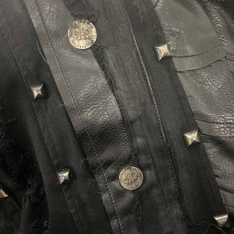 Punk Skull Print Studded Cotton Vest