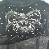 Punk Skull Print Studded Cotton Vest