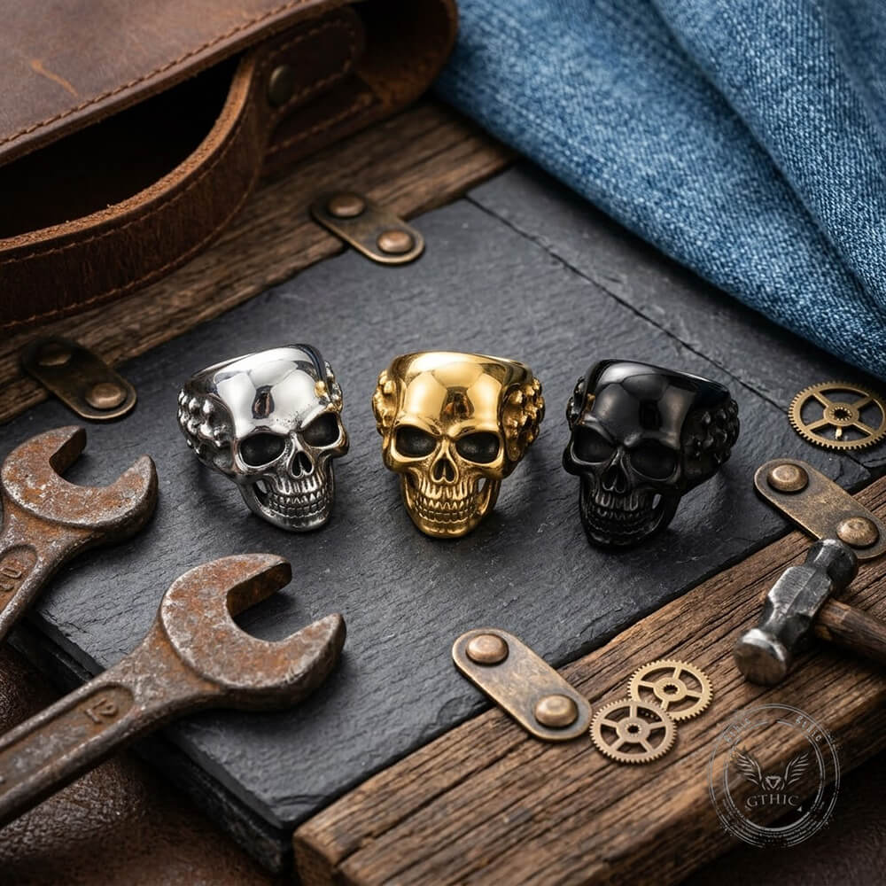 Punk Skull Skeletal Joints Stainless Steel Open Bracelet | Gthic.com