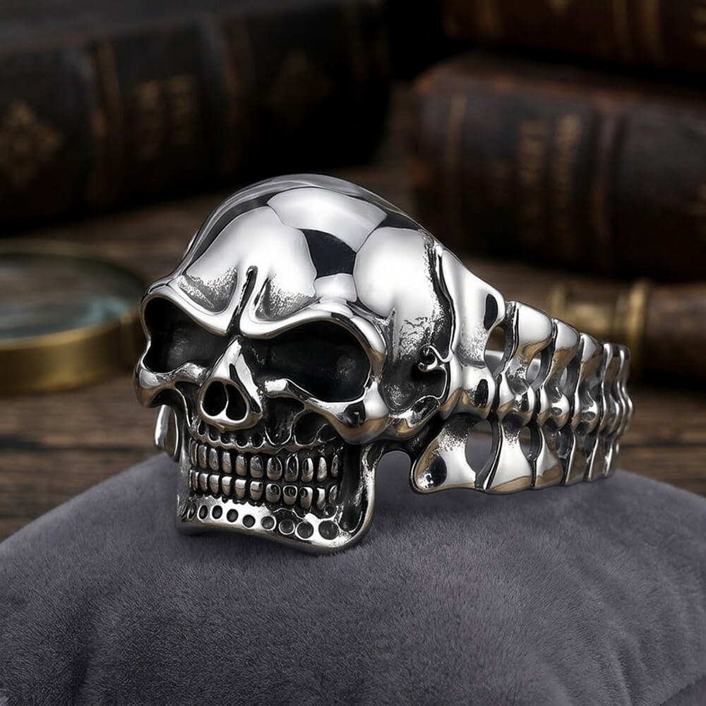 Punk Skull Skeletal Joints Stainless Steel Open Bracelet