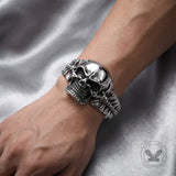 Punk Skull Skeletal Joints Stainless Steel Open Bracelet | Gthic.com
