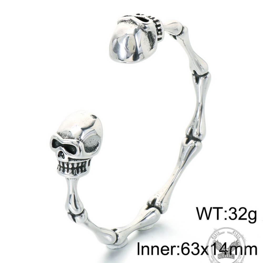 Punk Skull Stainless Steel Bone Cuff Bracelet