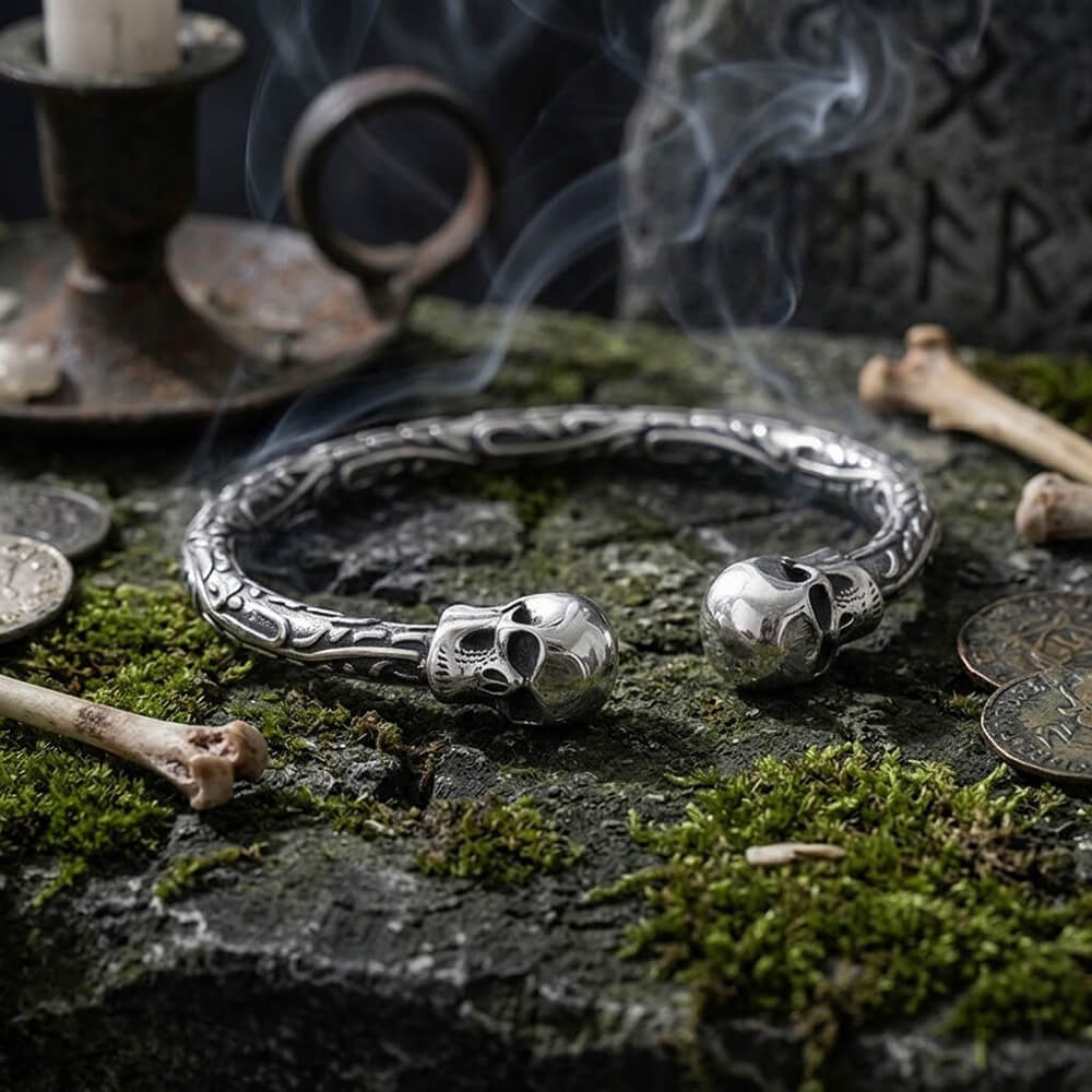 Punk Skull Stainless Steel Bone Cuff Bracelet