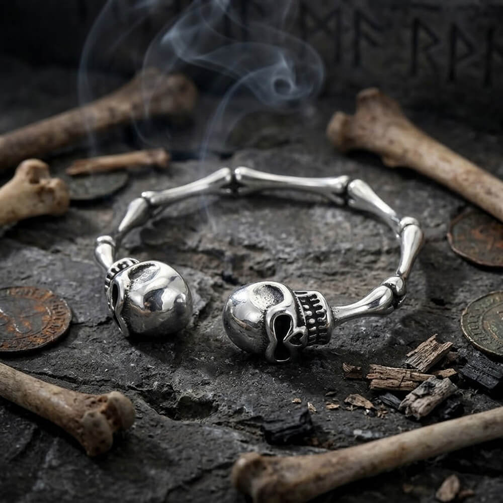 Punk Skull Stainless Steel Bone Cuff Bracelet | Gthic.com