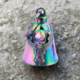 Punk Skull Wings Stainless Steel Guardian Bell Keychain | Gthic.com