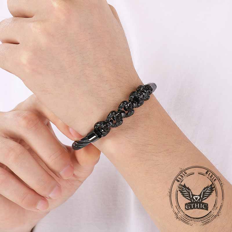 Punk Skull Wire Splicing Stainless Steel Bracelet | Gthic.com