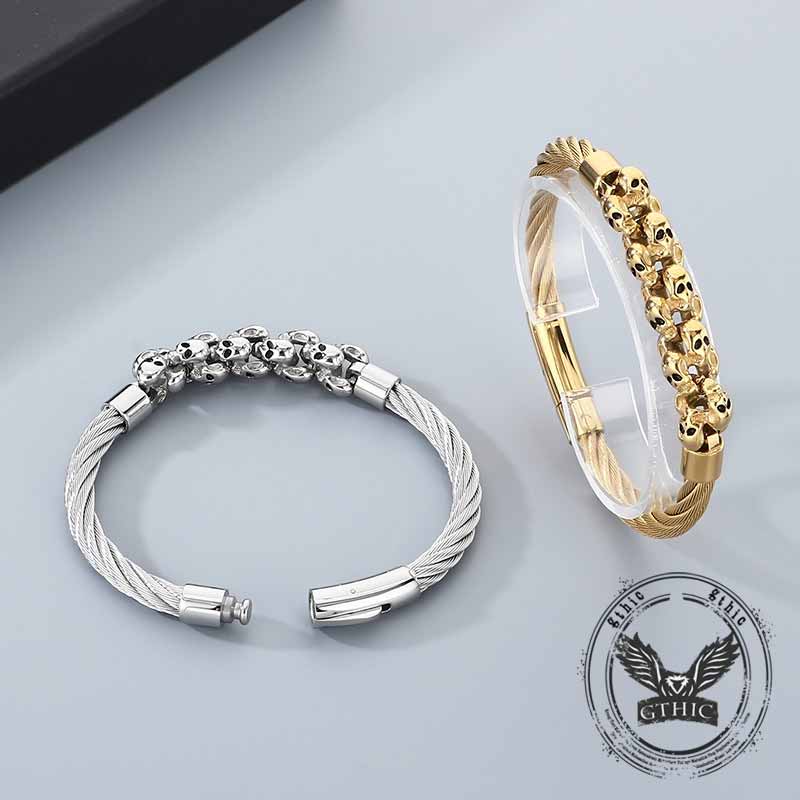 Punk Skull Wire Splicing Stainless Steel Bracelet