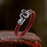 Punk Snake-Shaped Double-Layered Woven Leather Bracelet