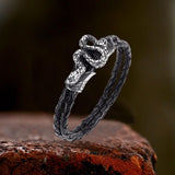 Punk Snake-Shaped Double-Layered Woven Leather Bracelet