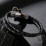 Punk Snake-Shaped Double-Layered Woven Leather Bracelet