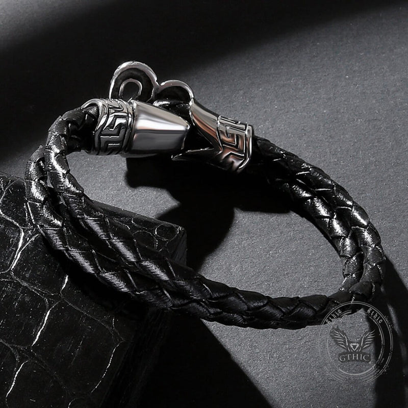 Punk Snake-Shaped Double-Layered Woven Leather Bracelet