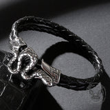 Punk Snake-Shaped Double-Layered Woven Leather Bracelet