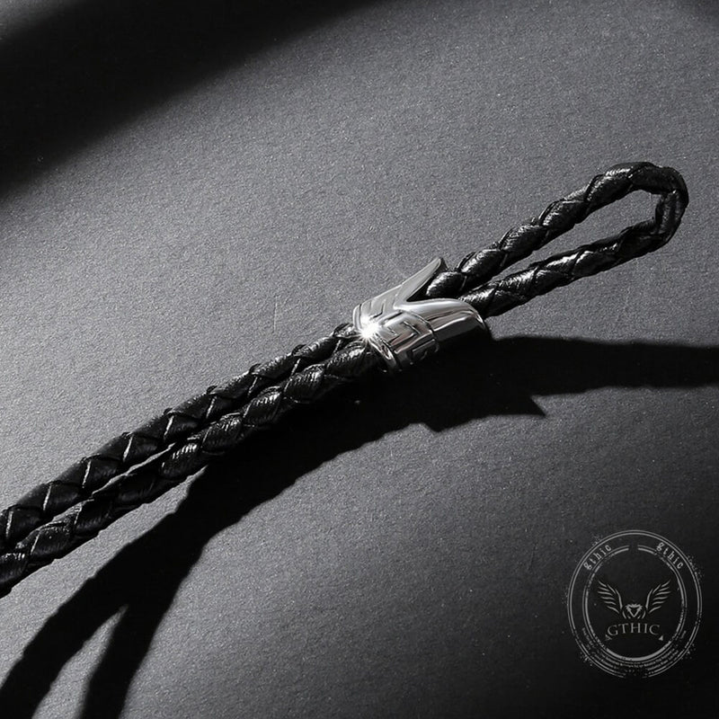 Punk Snake-Shaped Double-Layered Woven Leather Bracelet