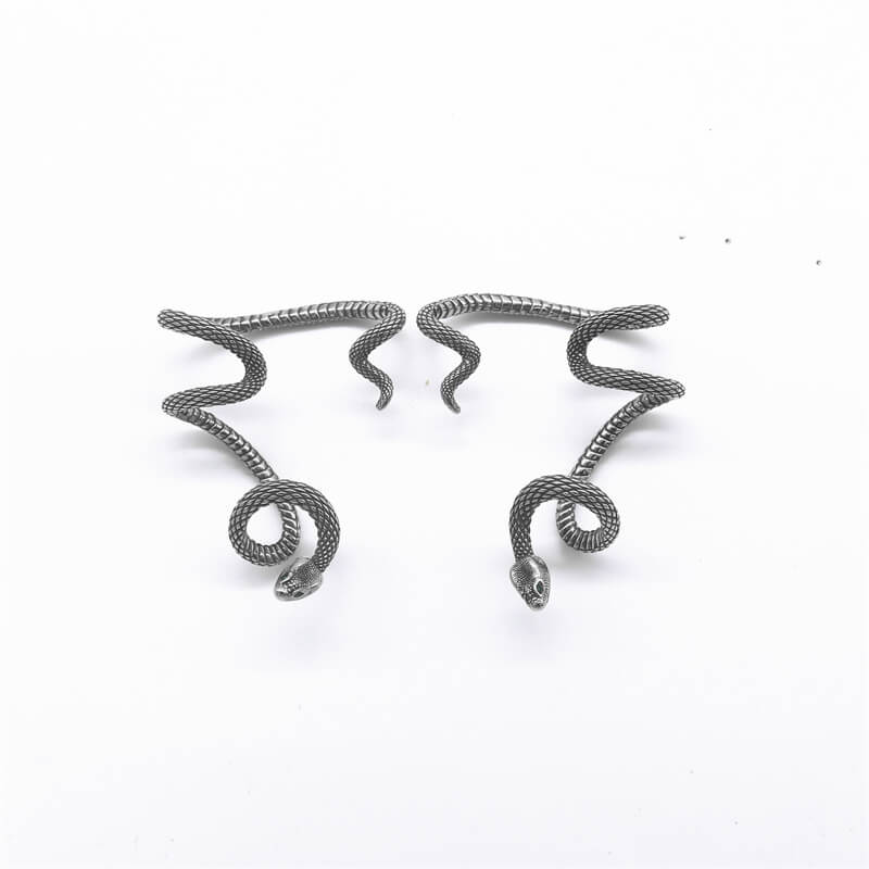 Ear Cuffs de acero inoxidable con diseño de serpiente punk