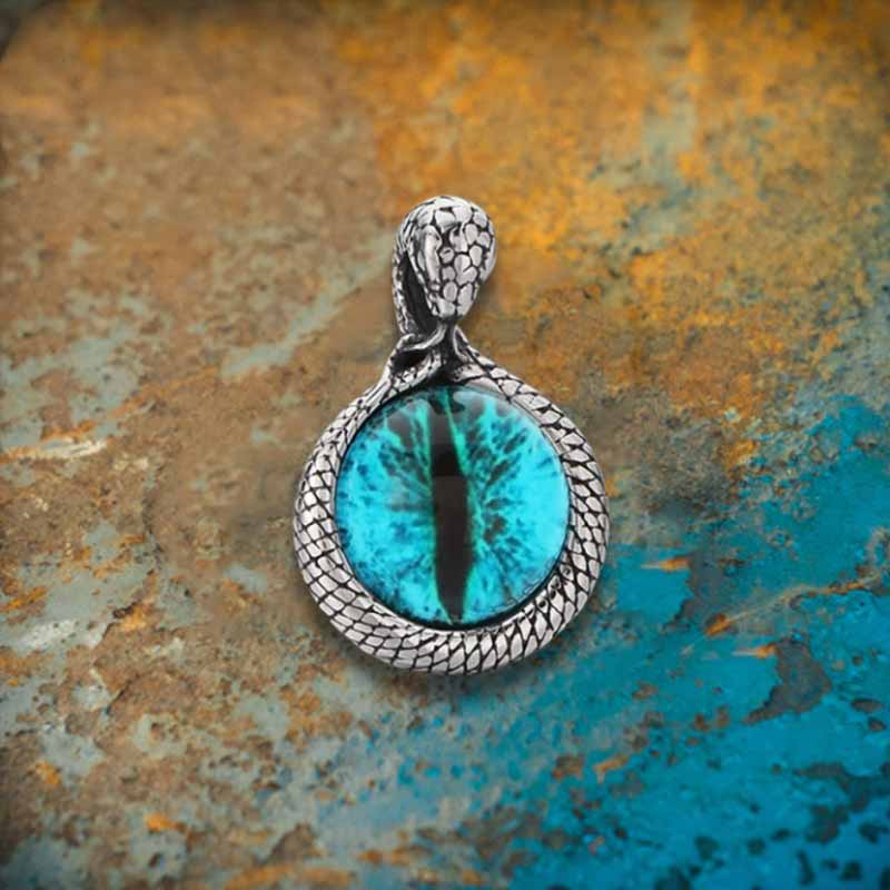 Punk Snake Wrap Devil Eye Stainless Steel Pendant | Gthic.com