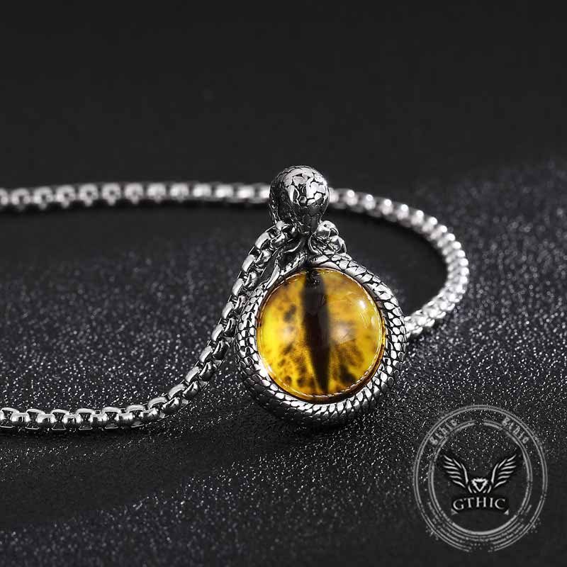 Punk Snake Wrap Devil Eye Stainless Steel Pendant