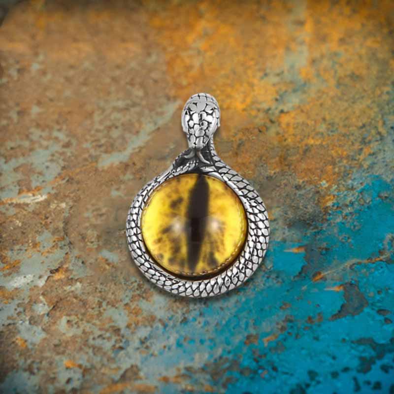 Punk Snake Wrap Devil Eye Stainless Steel Pendant