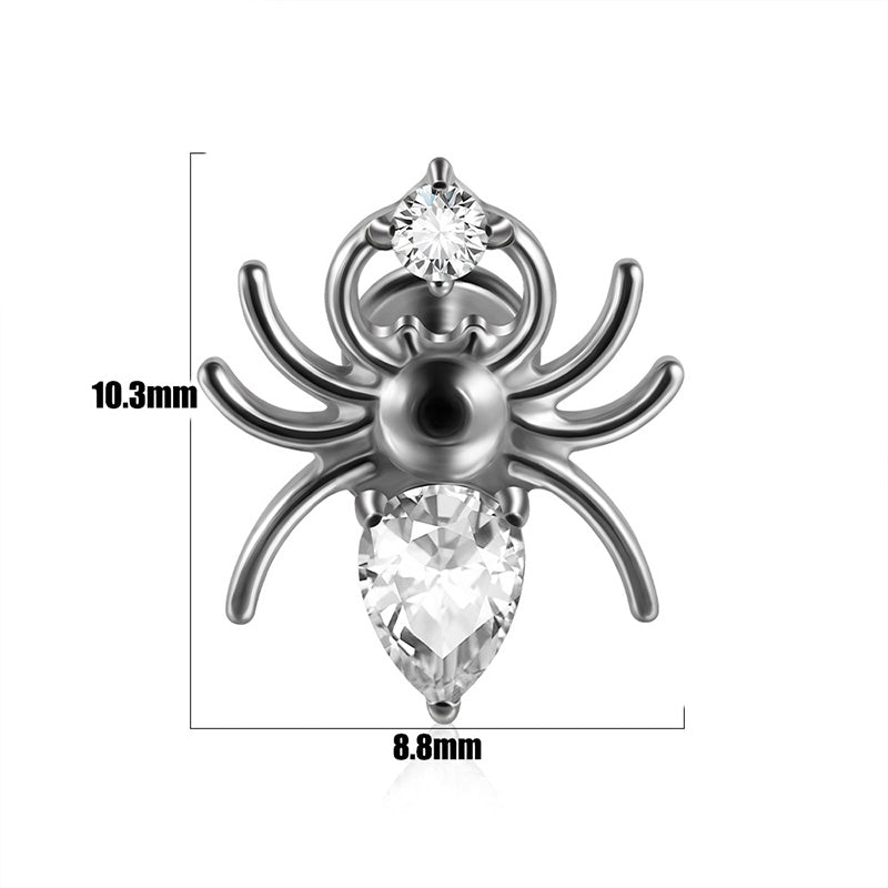 Punk Spider Drop Shape Zircon Titanium Steel Piercing Ring | Gthic.com
