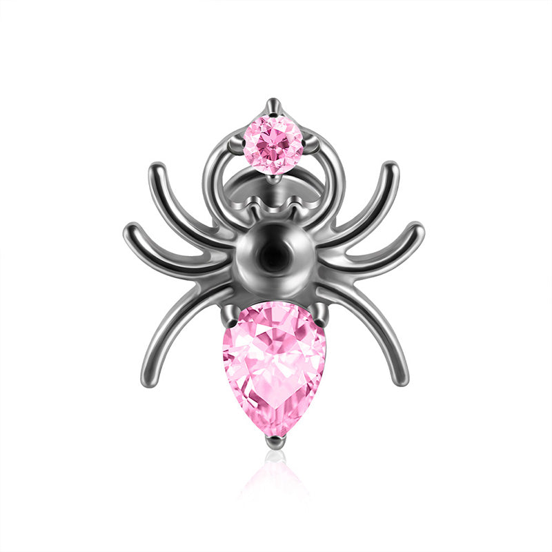 Punk Spider Drop Shape Zircon Titanium Steel Piercing Ring | Gthic.com