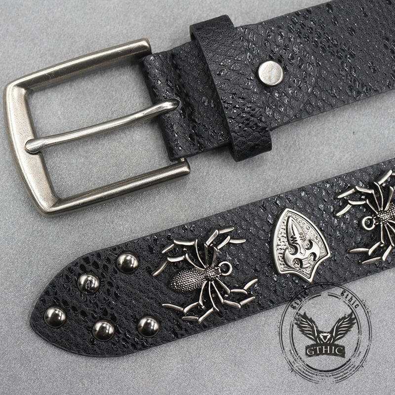 Punk Spider Rivet Snake Pattern PU Leather Belt | Gthic.com
