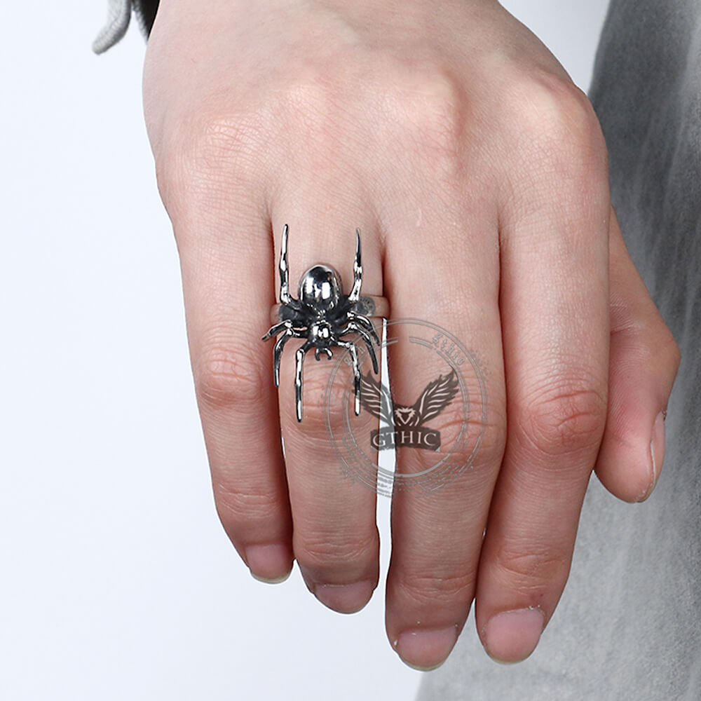 Punk Spider Stainless Steel Animal Ring | Gthic.com