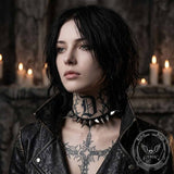 Punk Spike PU Leather Alloy Choker Necklace | Gthic.com