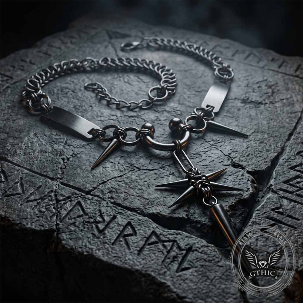 Punk Spike Star Stainless Steel Clavicle Necklace