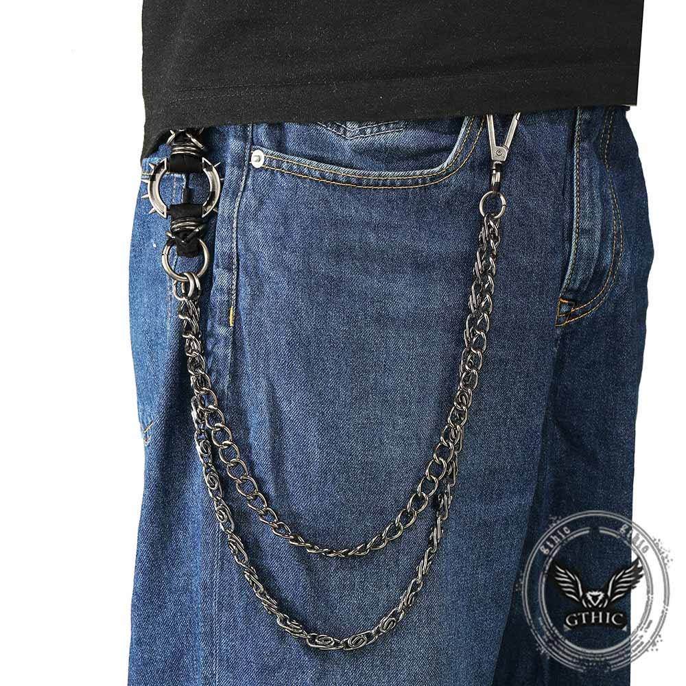 Punk Spiked Double-Chain Alloy Pants Chain | Gthic.com