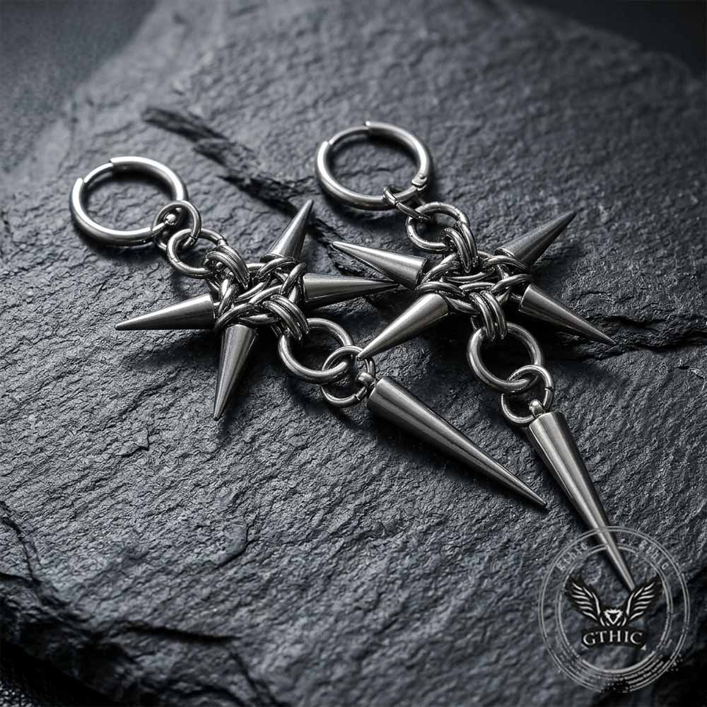 Punk Spiked Hip Hop Stainless Steel Earrings | Gthic.com