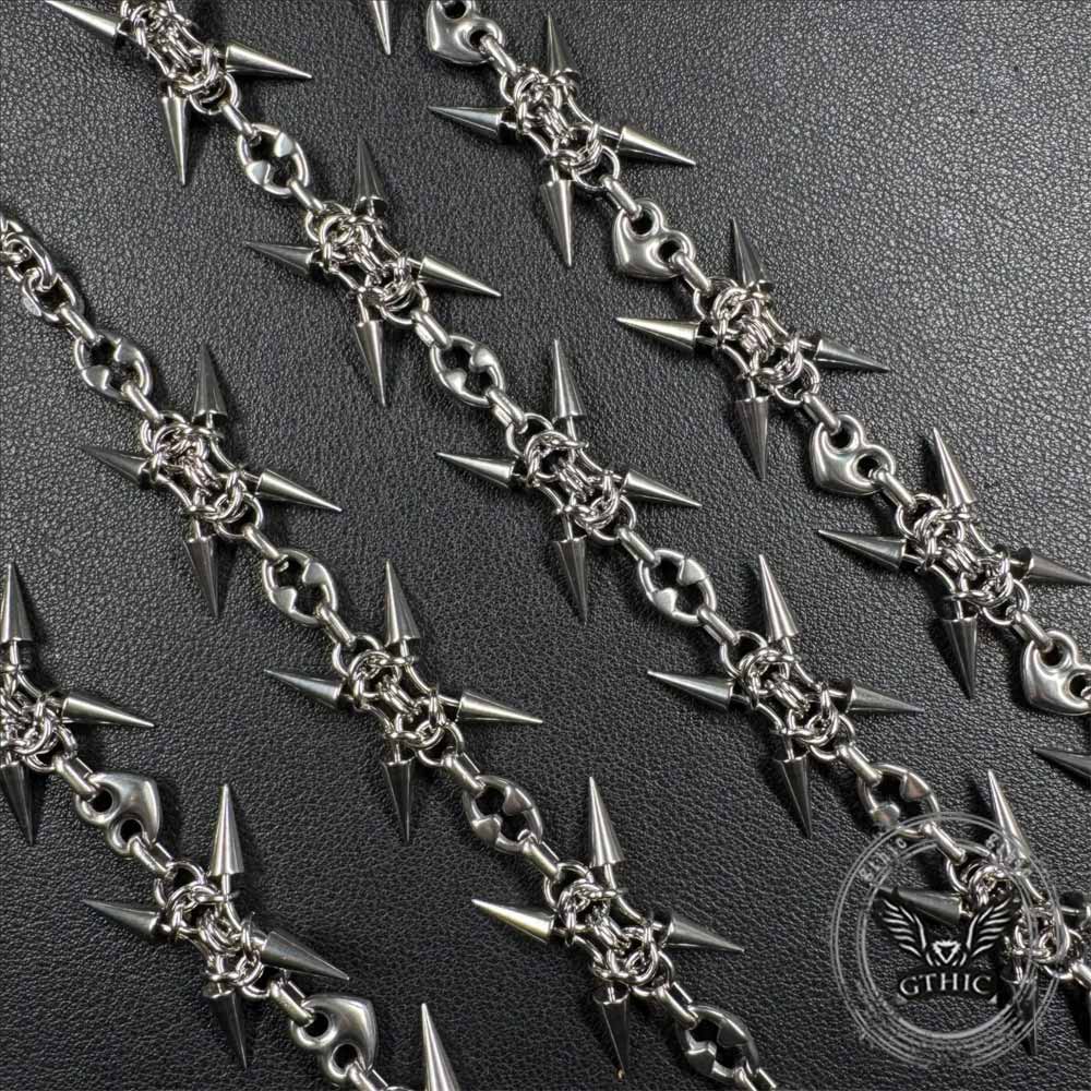 Punk Spiked Stainless Steel Choker Clavicle Necklace