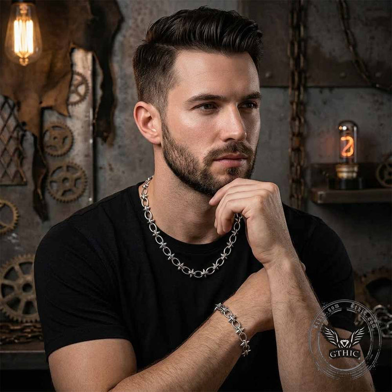 Punk Spiked Thorn Chain Stainless Steel Bracelet – GTHIC