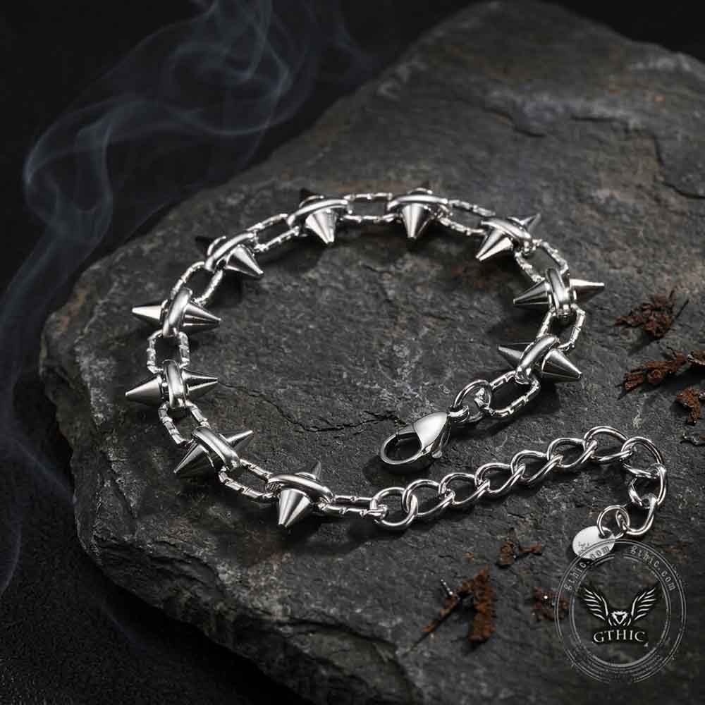 Punk Spikes Studs Spliced Stainless Steel Bracelet