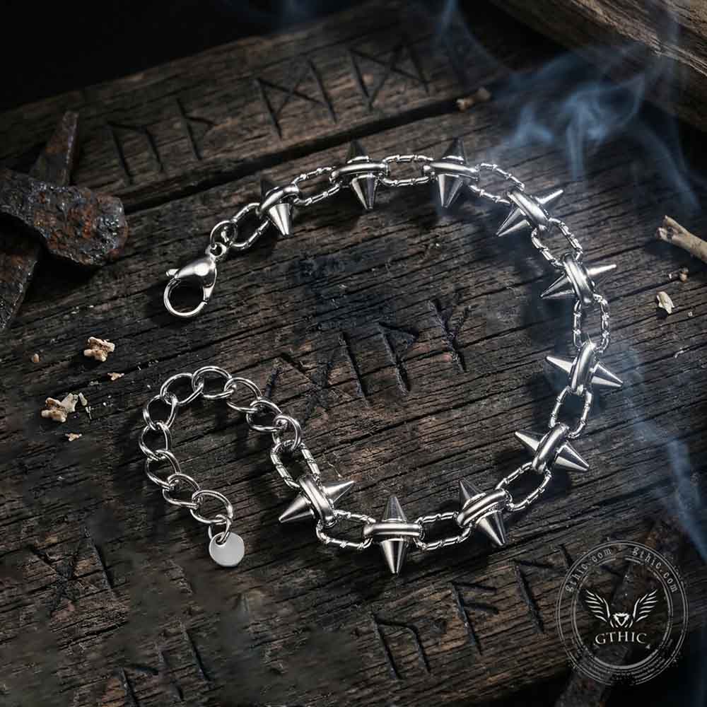Punk Spikes Studs Spliced Stainless Steel Bracelet