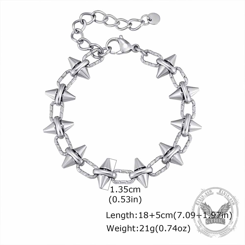 Punk Spikes Studs Spliced Stainless Steel Bracelet