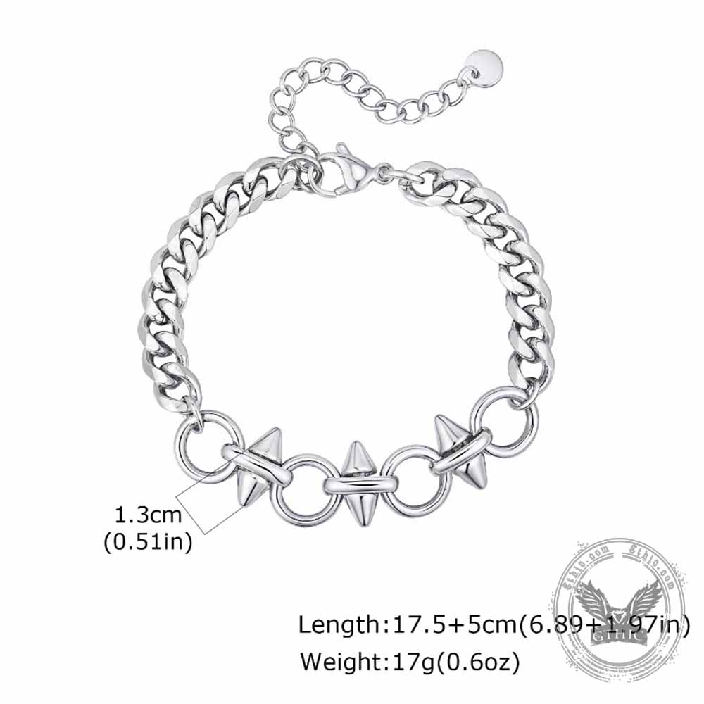 Punk Spikes Studs Spliced Stainless Steel Bracelet