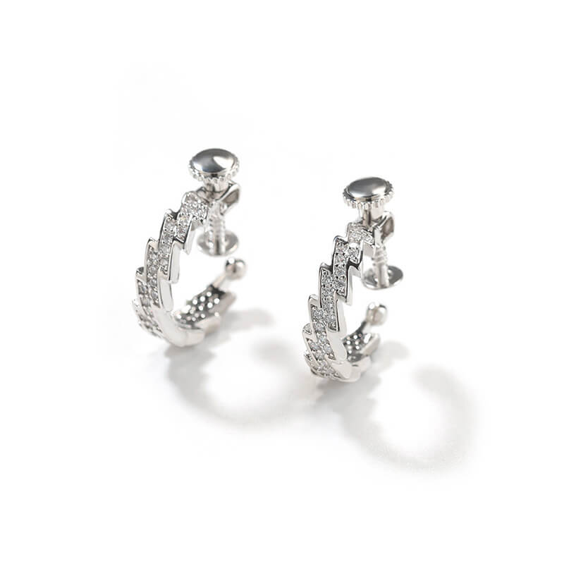 Punk Spiral Lightning Zircon Brass Stud Earrings | Gthic.com