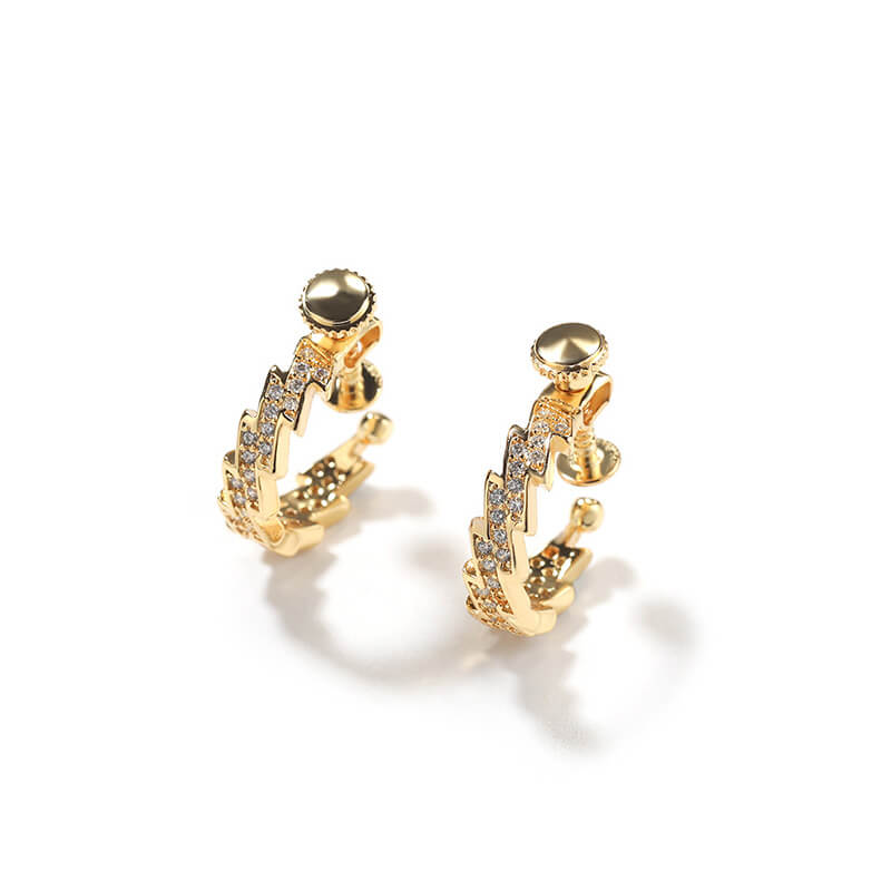 Punk Spiral Lightning Zircon Brass Stud Earrings | Gthic.com