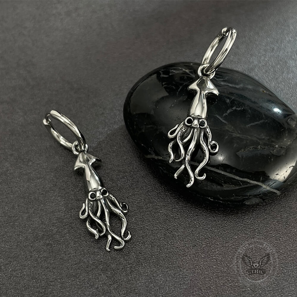 Punk Squid Stainless Steel Marine Hoop Earrings