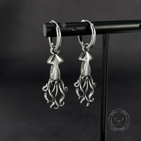 Punk Squid Stainless Steel Marine Hoop Earrings | Gthic.com