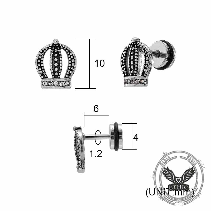 Punk Star Lion Head Cross Stainless Steel Earring Set