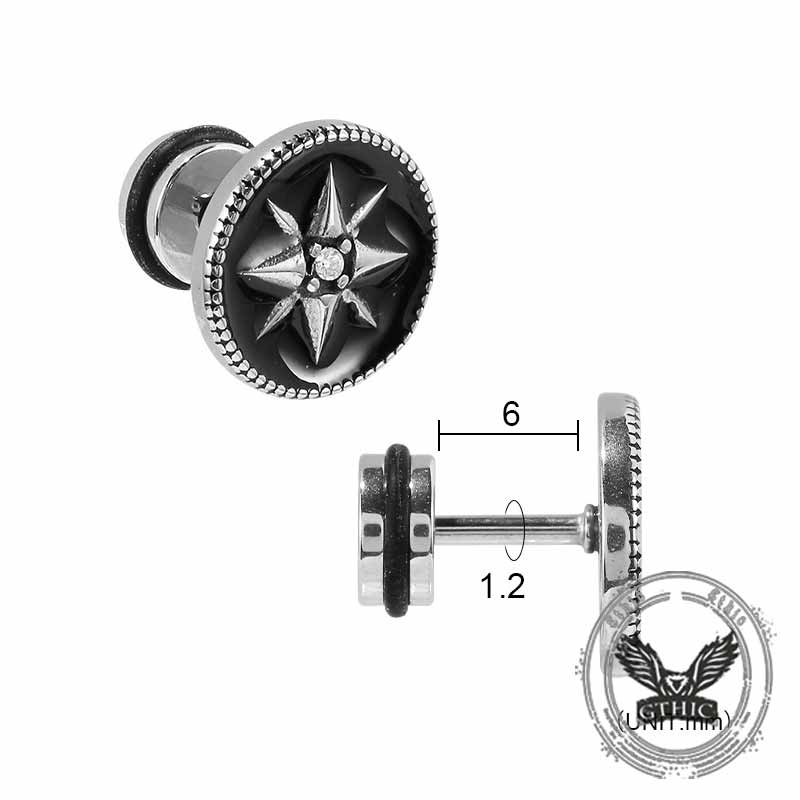 Punk Star Lion Head Cross Stainless Steel Earring Set | Gthic.com