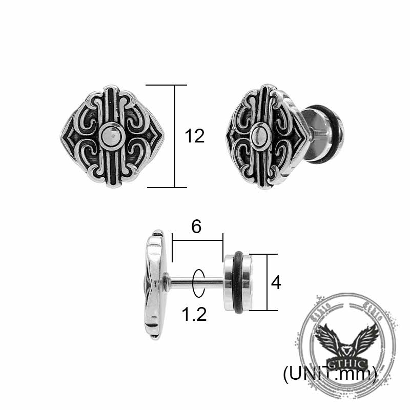 Punk Star Lion Head Cross Stainless Steel Earring Set