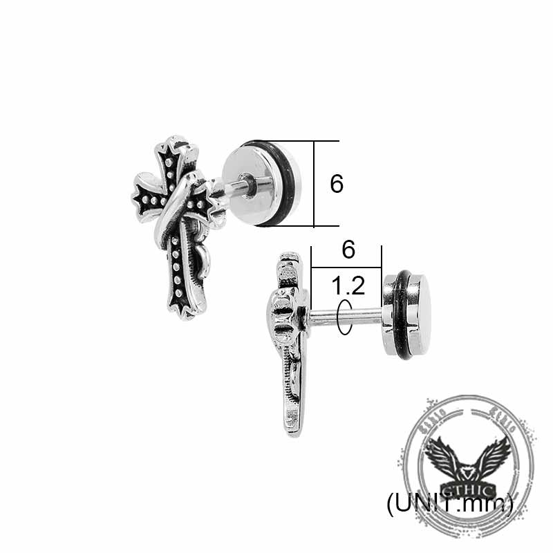 Punk Star Lion Head Cross Stainless Steel Earring Set