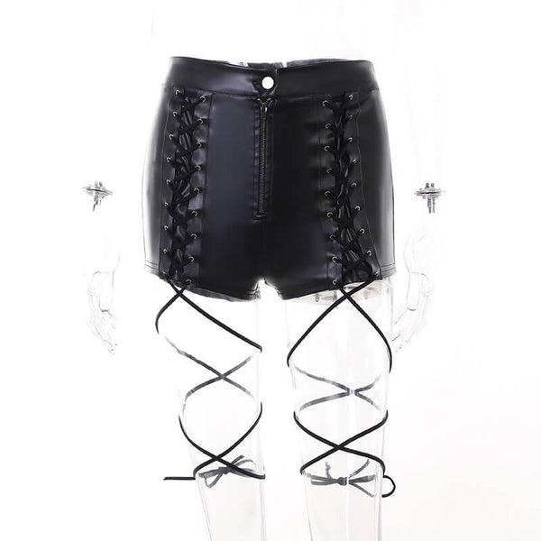 Punk Strappy Leather Shorts | Gthic.com