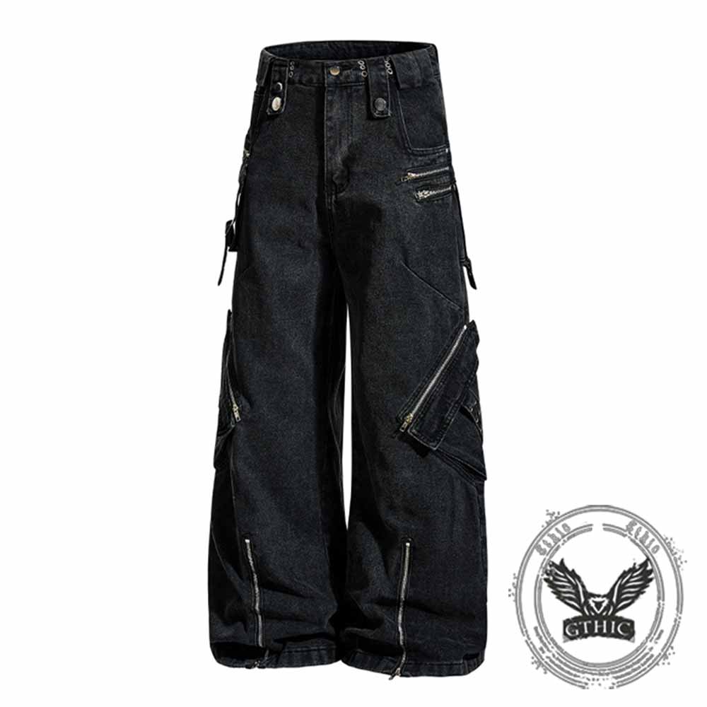 Punk-Hose für Herren aus Baumwolle mit Aufnäher und Totenkopf-Aufdruck