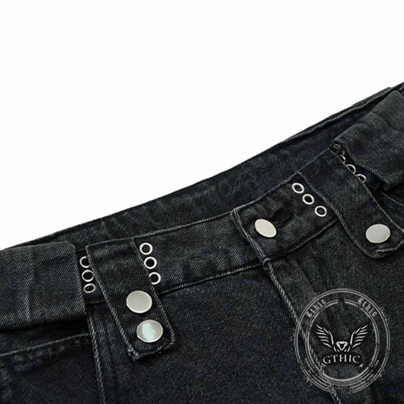 Punk Strappy Zipper Design Multi-Pocket Baggy Jeans – GTHIC